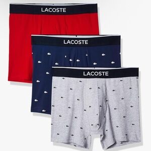 Lacoste Men's Cotton Stretch Mini Croc Print Boxer Briefs, 3-Pack